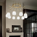 Ideal Lux Pendelarmatuur KAROUSEL 10-vlams G9 IP20, messing geborsteld, opaalwit