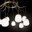 Ideal Lux Pendelarmatuur KAROUSEL 10-vlams G9 IP20, messing geborsteld, opaalwit