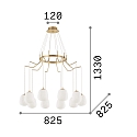 Ideal Lux Pendelarmatuur KAROUSEL 10-vlams G9 IP20, messing geborsteld, opaalwit