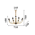 Ideal Lux Kroonluchter VANITY 8-vlams E14 IP20, goud, zwart, transparant
