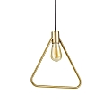 Pendant luminaire ABC, E27, satined brass / black fabric coated cable, TRIANGLE