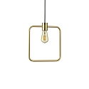 Pendant luminaire ABC, E27, satined brass / black fabric coated cable, SQUARE