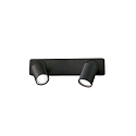Wand- en plafondarmatuur RUDY 2-vlams, draaibaar, roteerbaar GU10 IP20, zwart, gepoedercoat