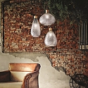 Ideal Lux Pendant luminaire BERGEN 2, � 16cm / H 38cm, E27, smoked relief glass / wood / black