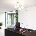 Ideal Lux Ceiling luminaire NODI, 5 flames, E14, connector rotatable, brushed brass / white
