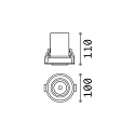 Ideal Lux Recessed LED spot NOVA, IP20, 12W 3000K 1000lm 38�, adjustable, white