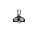 Pendant luminaire ERIS-2, E27, metal / details in satined gold / fabric coated cable, black