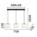 Pendelarmatuur LINGOTTO SP3 SINGLE 3-vlams, 3-voudig, instelbaar G9 IP20, zwart mat, messing gesatineerd 