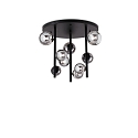 ceiling luminaire PERLAGE 9 flames G9 IP20, smoky colour, black matt dimmable