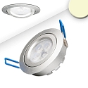 Recessed LED spot, prismatic, IP40, � 8.2cm, 8W 2700K 700lm 72�, swivelling, dimmable, silver