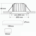 Recessed outdoor LED spot Sys-68, IP65, fixed optics, CRi >95, push-/ DALI-dimmable, 10W 3000K 800lm 60�