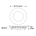 ISOLED Recessed LED luminaire LUNA MiniAMP, indirect lightbeam, � 7.5cm, 24V DC, dimmable, aluminium, white, 4W 2700K 175lm 120�