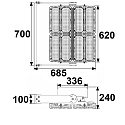 ISOLED Strijklicht FLOOD 900W asymmetrisch, instelbaar IP66, zwart dimbaar