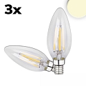 LED lamp kaarsvorm CANLDE C35 set van 3, schakelbaar E14 4W 400lm 3000K 360� CRI 80-89 