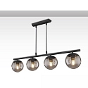 Pendelarmatuur SMOKY GLASS 4-vlams, rond E27 IP20, zwart dimbaar