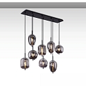 Pendelarmatuur SMOKY GLASS 8-vlams E27 IP20, zwart dimbaar