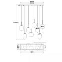 ISOLED Pendelarmatuur SMOKY GLASS 8-vlams E27 IP20, zwart dimbaar