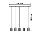 ISOLED Pendelarmatuur E27 SURFACE 5-vlams, lang, met rozet E27 IP20, zwart mat dimbaar