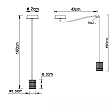 ISOLED Pendelarmatuur E27 SURFACE 5-vlams, lang, met rozet E27 IP20, zwart mat dimbaar