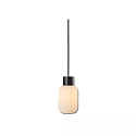 Pendelarmatuur INFINITY WHITE GLASS SMALL gegroefd, met open kabel, 2-polig E27 IP20, zwart dimbaar