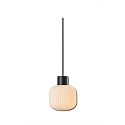 Pendelarmatuur INFINITY WHITE GLASS ROUND gegroefd, met open kabel, 2-polig E27 IP20, zwart dimbaar