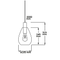 ISOLED Pendelarmatuur INFINITY SMOKY GLASS met open kabel, 2-polig E27 IP20, zwart dimbaar