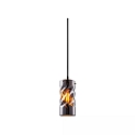 Pendelarmatuur INFINITY SMOKY CURLED GLASS cilindrisch, met open kabel, 2-polig E27 IP20, zwart dimbaar