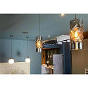 ISOLED Pendelarmatuur INFINITY SMOKY CURLED GLASS cilindrisch, met open kabel, 2-polig E27 IP20, zwart dimbaar