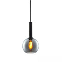 Pendelarmatuur INFINITY BLACK ROUND GLASS 20CM rond E27 IP20, rookkleuren, zwart dimbaar