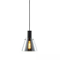 Pendelarmatuur INFINITY CONCAVE GLASS conisch E27 IP20, rookkleuren, zwart dimbaar