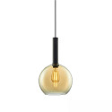 Pendelarmatuur INFINITY AMBER ROUND GLASS 25CM rond E27 IP20, amber, zwart dimbaar