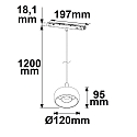 ISOLED Railspots TRACK48 CIRCLE down, stijf, schakelbaar, magnetische montage IP20, zwart 