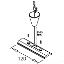 ISOLED toebehoren Touwophanging CLASSIC SURFACE mechanisch, 1 Stuk, met Plafondcup, rvs 200cm