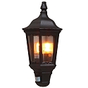 Outdoor wall luminaire FIRENZE with motion detector, E27 max. 100W, black aluminium / clear glass