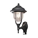 Outdoor wall luminaire PARMA with motion detector, E27 max. 75W, black aluminium / clear acrylic glass