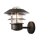 Konstsmide Outdoor wall luminaire MODENA UP SMALL, E27 max. 60W, black aluminium / clear glass