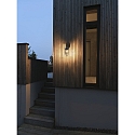 Konstsmide outdoor wall luminaire OLBIA down, round, long E27 IP44, black dimmable