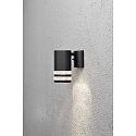 Outdoor wall spot MODENA DOWN, with opening for lateral light component, GU10 max. 35W, black aluminium / clear acrylic glass