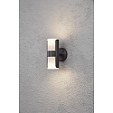 Outdoor wall luminaire MODENA ROUND, with double cone of light, 2x GU10 max. 7W, black aluminium / opal acrylic glass