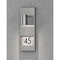 Konstsmide Outdoor wall luminaire MODENA, with house numbers, GU10 max. 35W, stainless steel 304 / clear glass