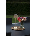 Konstsmide battery table lamp CAPRI USB square IP54, sand coloured dimmable