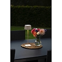 Konstsmide battery table lamp CAPRI USB square IP54, sand coloured dimmable