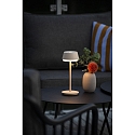 Tafellamp op batterijen LYON met USB-aansluiting, CCT Switch, RGB, met aanraakdimmer IP54, terracotta dimbaar