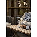 battery table lamp MENTON USB IP54, grey, lacquered dimmable