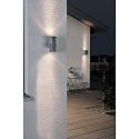 Konstsmide Outdoor wall luminaire MONZA, with double cone of light, 2x GU10 max. 35W, anodised aluminium / clear glass