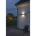 HighPower LED outdoor wall luminaire CHIERI WIDE, Up/Down, 2x6W 3000K 950lm, white aluminium / opal acrylic glass
