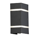 LED outdoor wall luminaire CREMONA, 2-sided adjustable 0�-90�, 3W 3000K 600lm, 2 frosted acrylic glass stripes / anthracite