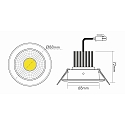 Recessed LED spot DOWNLIGHT A 5068 S IP44, COB, � 8cm, 12W 4000K 1100lm 38�, CRi>90, matt chrome