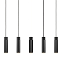 Pendelarmatuur TILO 5-vlams GU10 IP20, zwart, zwart mat 