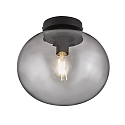 Ceiling luminaire ALTON, E27, IP20, black, glass smoky